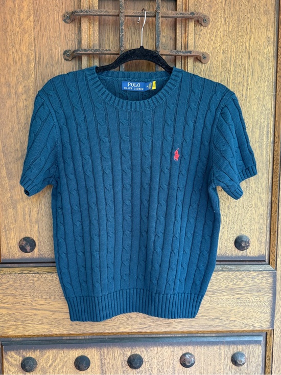 Ralph Lauren Sweaters - Ralph Lauren Dark Green   Cable Knit Short-Sleeve Crewneck Sweater Size M